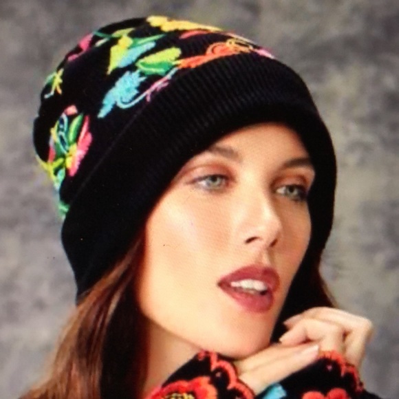 Johnny Was Accessories - Johnny Was Frida Beanie beautiful embroidered flowers
